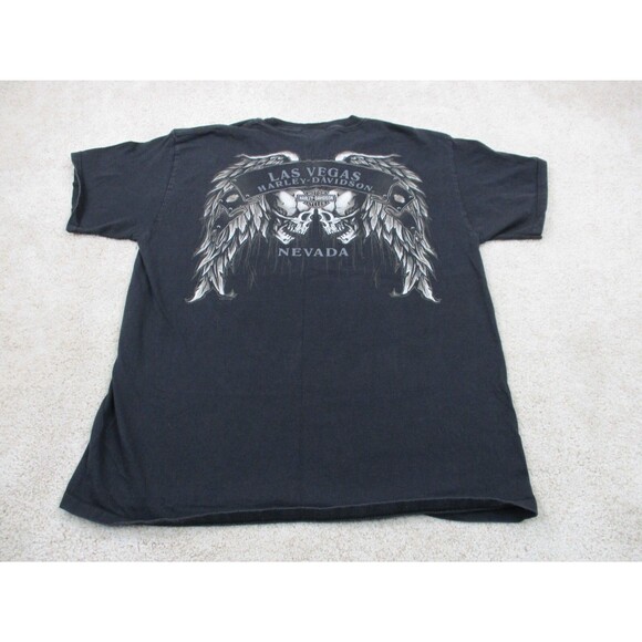Harley Davidson Shirt Men Large Black Las Vegas Nevada Biker Motorcycle Mechanic - Picture 1 of 11